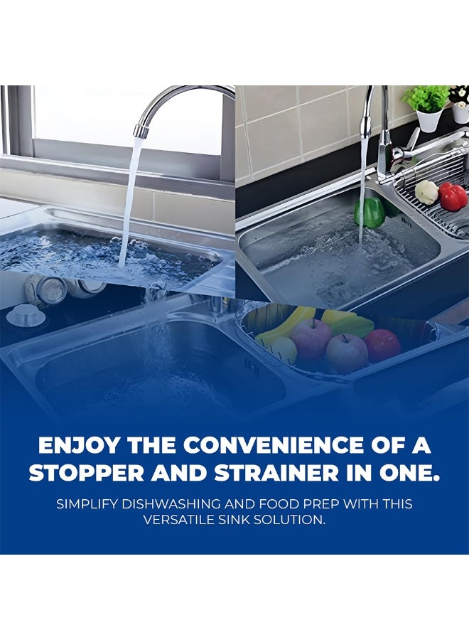 3-in-1 Kitchen Sink Drain Strainer and Stopper Combo - Upgraded Pop-up Sink Plug with Anti-Clogging Basket & Odor Filter - Universal 7cm Push-Type Sink Drain Filter for Kitchen & Bathroom - Food Catcher & Water Stopper Kitchen Gadgets Accessories - Efficient Hair Catcher & Debris Filter for Standard Drains - Image 5